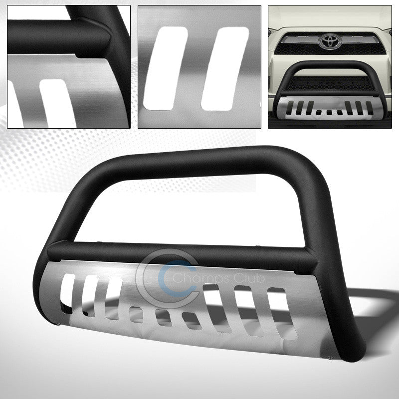 MATTE BLACK BULL BAR PUSH BUMPER GRILL GRILLE GUARD+SS SKID 10-15 TOYOTA 4RUNNER