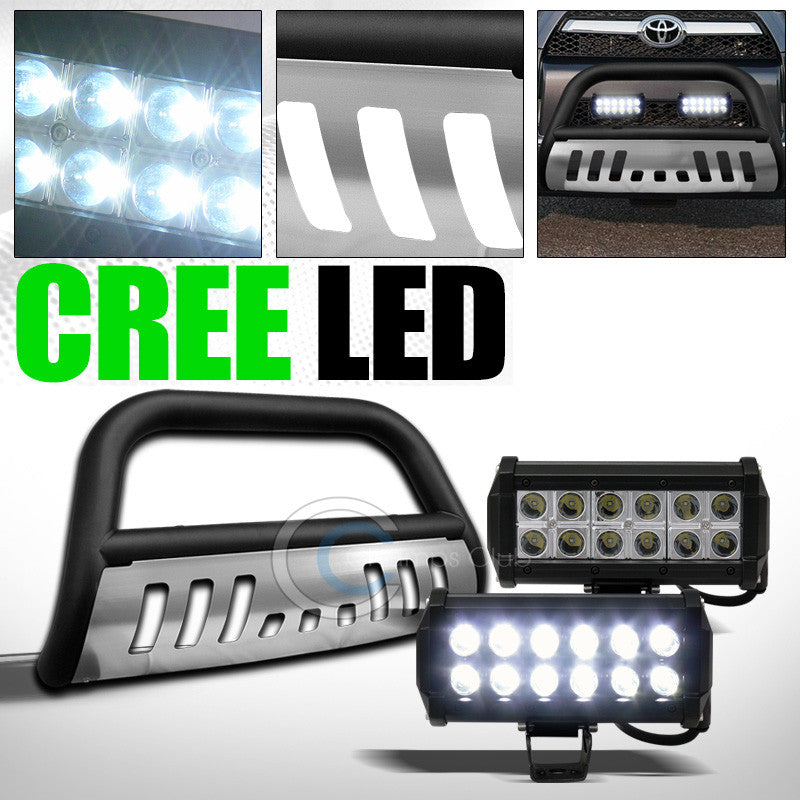 MATTE BLACK BULL BAR GRILL GUARD+SKID+36W CREE LED FOG LIGHTS 2010-2015 4RUNNER