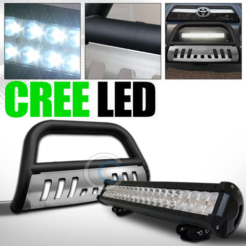MATTE BLACK BULL BAR GRILL GUARD+SKID+120W CREE LED FOG LIGHTS 2010-2015 4RUNNER