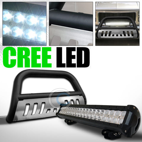 MATTE BLACK BULL BAR GUARD+SKID+120W CREE LED FOG LIGHTS 1988+ CHEVY GMC C10 C/K