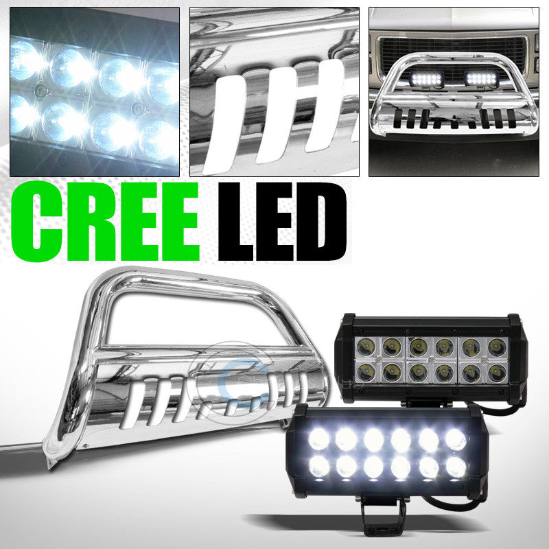 S/S CHROME BULL BAR GRILL GUARD+36W CREE LED FOG LIGHTS 1988+ CHEVY GMC C10 C/K