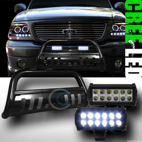 BLK BULL BAR BUMPER GUARD+36W CREE LED FOG LIGHTS 2004-2012 COLORADO/GMC CANYON