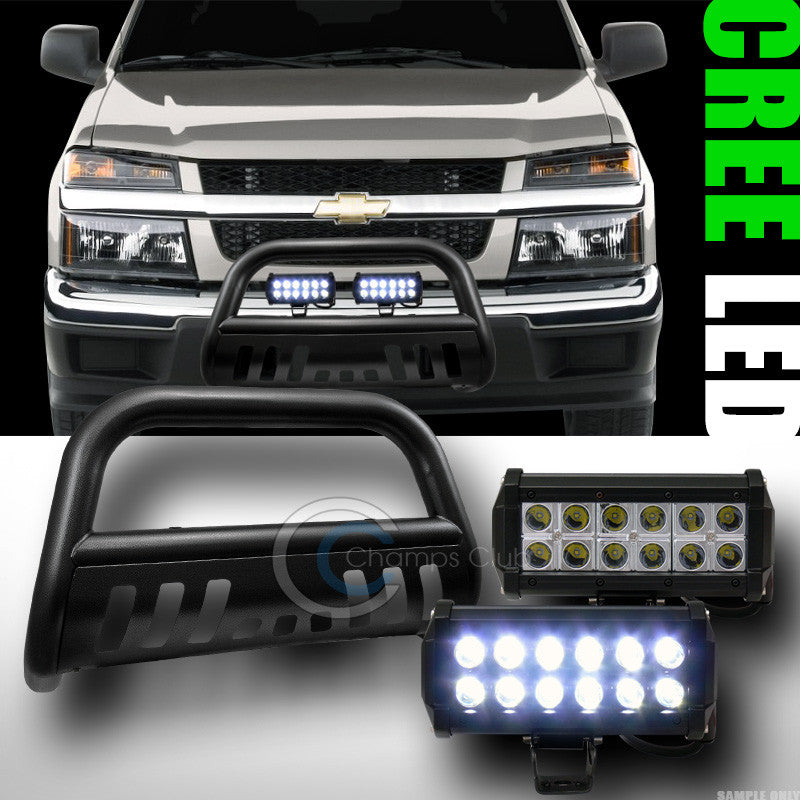 HAMMERED BLK BULL BAR BUMPER GUARD+36W CREE LED FOG LIGHTS 2004+ COLORADO/CANYON