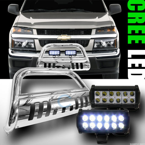 CHROME BULL BAR BUMPER GUARD+36W CREE LED FOG LIGHT 2004-2012 COLORADO/CANYON