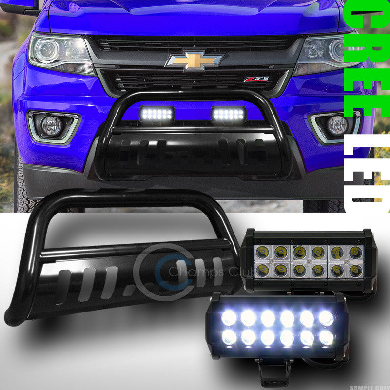 BLK BULL BAR BUMPER GRILL GUARD+36W CREE LED FOG LIGHTS WB 2015+ COLORADO/CANYON
