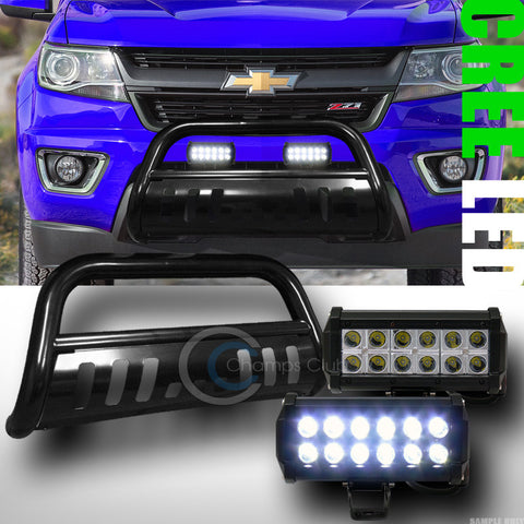 BLK BULL BAR BUMPER GRILL GUARD+36W CREE LED FOG LIGHTS WB 2015+ COLORADO/CANYON