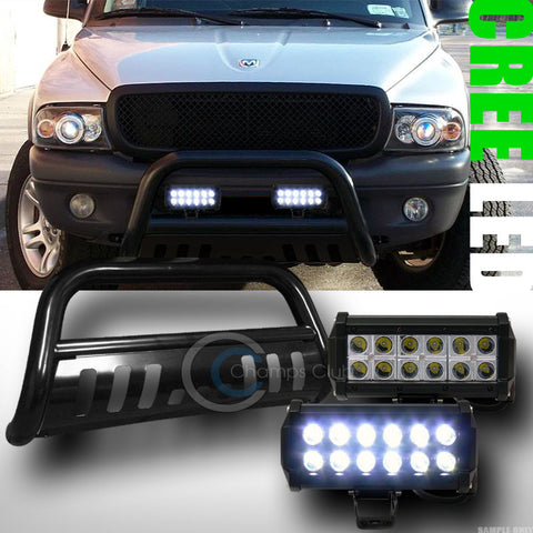 BLACK BULL BAR BUMPER GRILL GUARD+36W CREE LED FOG LIGHTS 2005-2011 DODGE DAKOTA