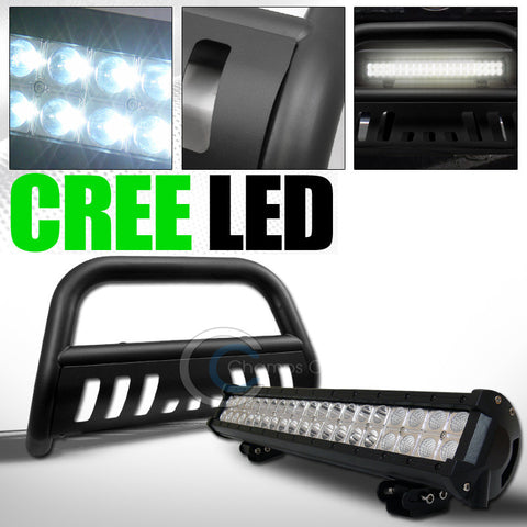 MATTE BLK STEEL BULL BAR BUMPER GRILL GUARD+120W CREE LED FOG LIGHT 2005+ DAKOTA