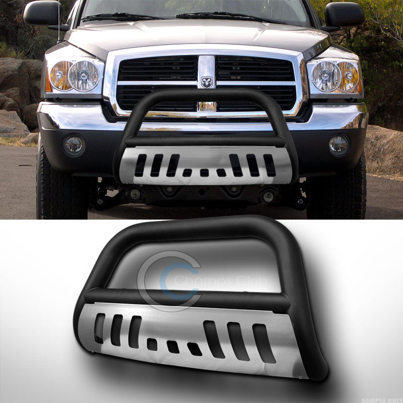 MATTE BLACK BULL BAR BRUSH PUSH BUMPER GRILL GRILLE GUARD W/SS SKID 05-11 DAKOTA