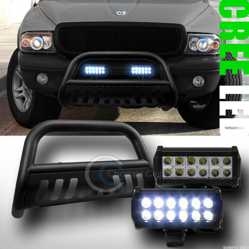 MATTE BLK BULL BAR BUMPER GUARD+36W CREE LED FOG LIGHT 1997/1998+ DAKOTA/DURANGO