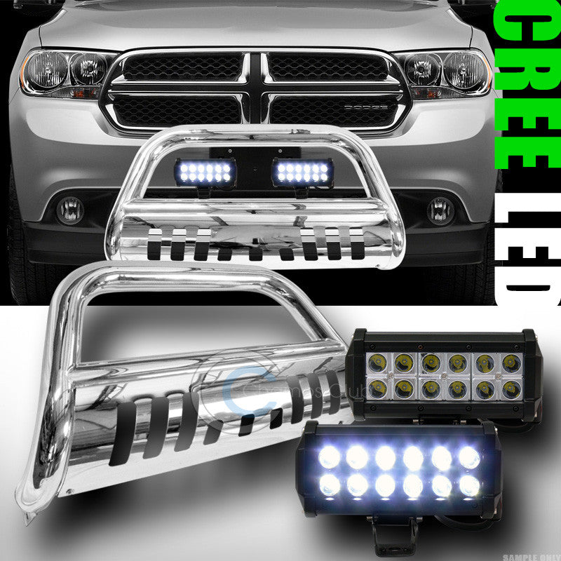 CHROME HD BULL BAR BUMPER GUARD+36W CREE LED FOG LIGHT 2004+ DURANGO/2006+ ASPEN