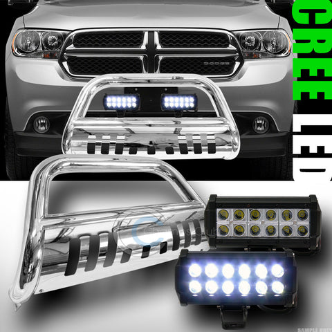 CHROME HD BULL BAR BUMPER GUARD+36W CREE LED FOG LIGHT 2004+ DURANGO/2006+ ASPEN