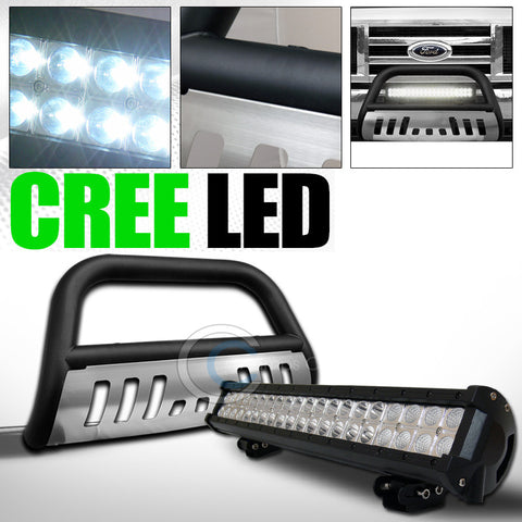 MATTE BLK BULL BAR GUARD+SKID+120W CREE LED FOG LIGHTS 2008+ FORD E150/E250/E350