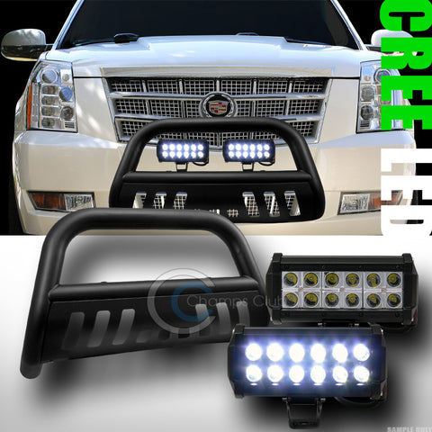 MATTE BLK BULL BAR GUARD W/36W CREE LED FOG LIGHTS 2007-2014 ESCALADE/AVALANCHE