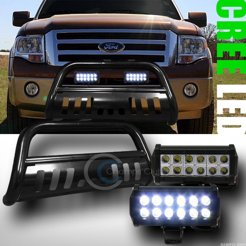 BLACK BULL BAR BUMPER GUARD+36W CREE LED FOG LIGHTS LAMP 2004+ F150 NON-ECOBOOST