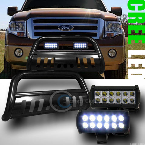 BLACK BULL BAR BUMPER GUARD+36W CREE LED FOG LIGHTS LAMP 2004+ F150 NON-ECOBOOST