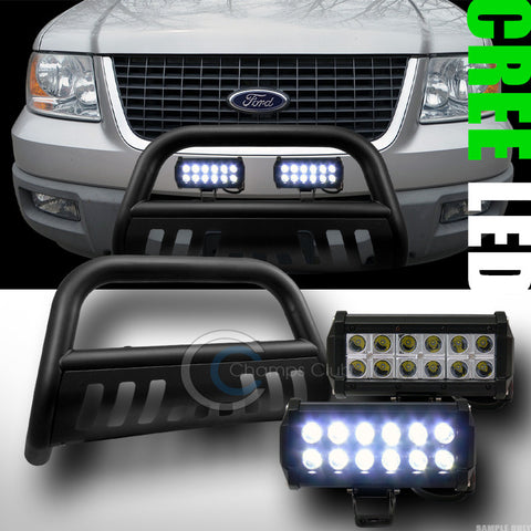 MATTE BLACK BULL BAR GUARD W/36W CREE LED FOG LIGHTS 2004-2016 F150 NON-ECOBOOST