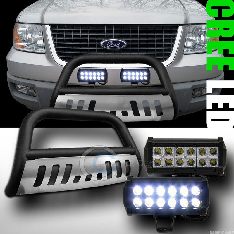 MATTE BLACK BULL BAR GUARD+SKID W/36W CREE LED LIGHT 2004-2016 F150 NON-ECOBOOST