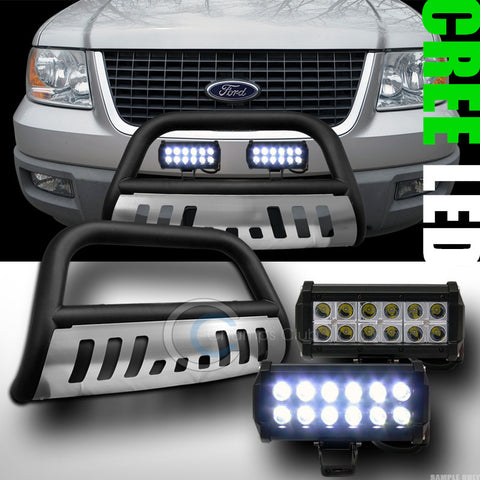 MATTE BLACK BULL BAR GUARD+SKID W/36W CREE LED LIGHT 2004-2016 F150 NON-ECOBOOST