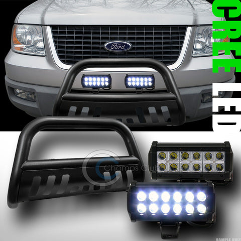 HAMMERED BLK BULL BAR GUARD W/36W CREE LED FOG LIGHT 2004-2016 F150 NON-ECOBOOST