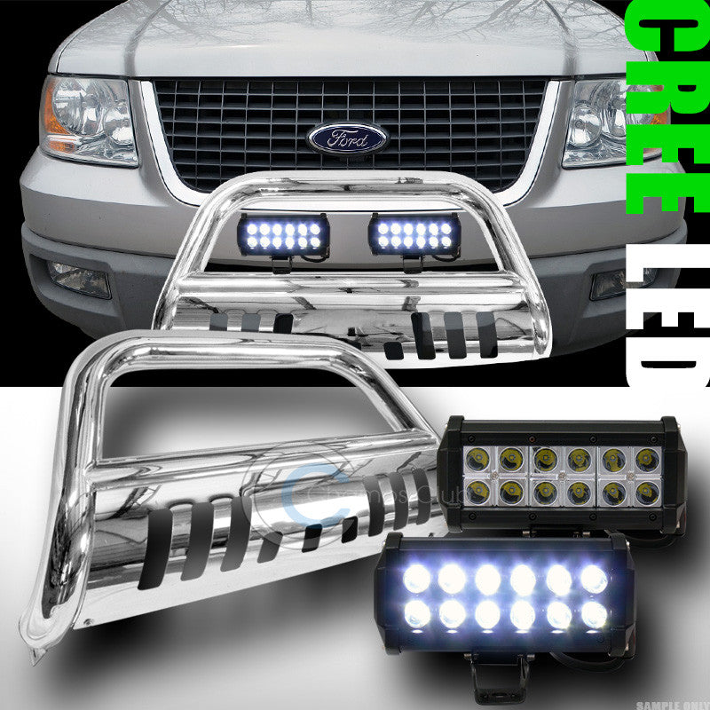 CHROME BULL BAR BUMPER GRILL GUARD+36W CREE LED LIGHTS 2004+ F150 NON-ECOBOOST