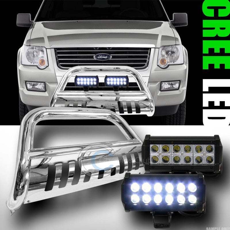 CHROME BULL BAR GUARD V2+36W CREE LED FOG LIGHTS 2006-2010 EXPLORER/SPORT TRAC