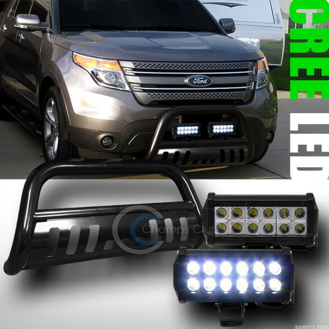 BLK BULL BAR BUMPER GRILL GUARD+36W CREE LED FOG LIGHTS LAMPS 2011-2016 EXPLORER