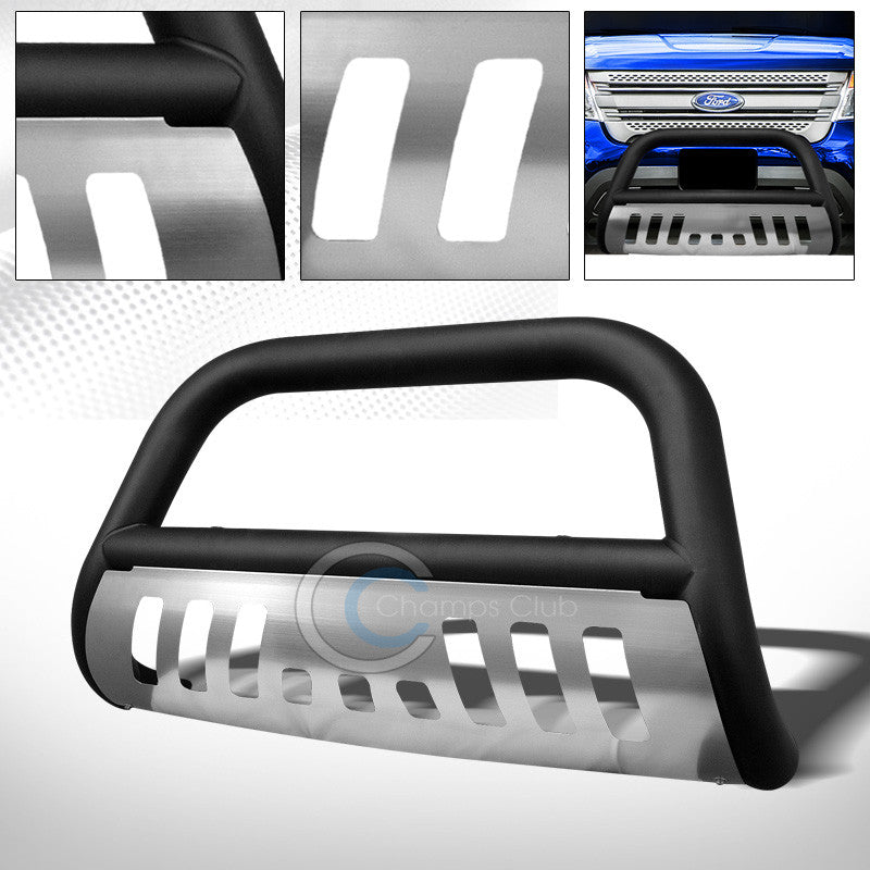 MATTE BLACK BULL BAR PUSH BUMPER GRILL GRILLE GUARD+S/S SKID 11-16 FORD EXPLORER