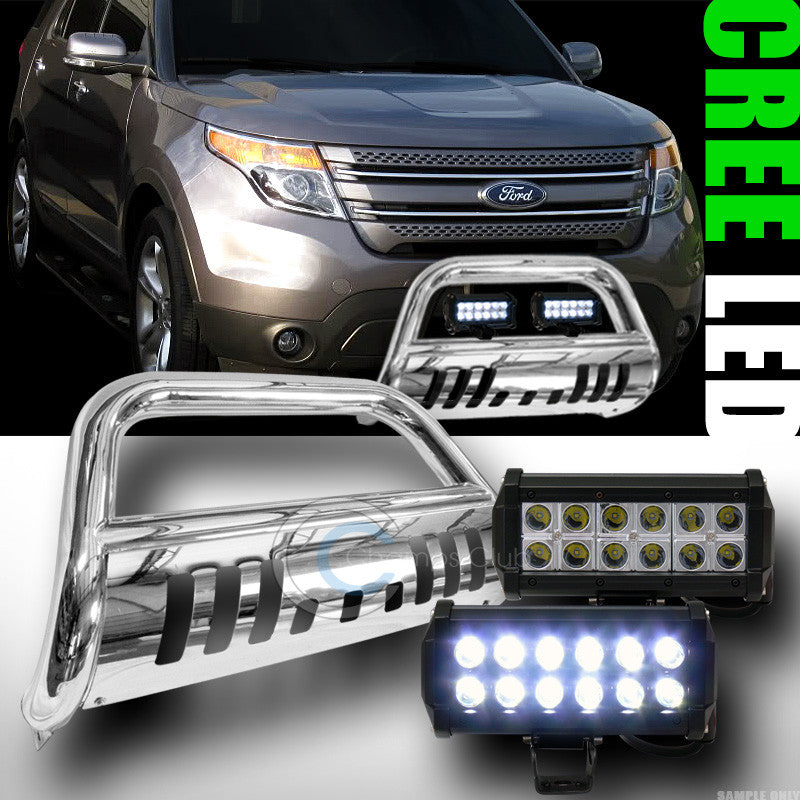 STAINLESS BULL BAR PUSH GRILL GRILLE GUARD+36W CREE LED FOG LIGHT 2011+ EXPLORER