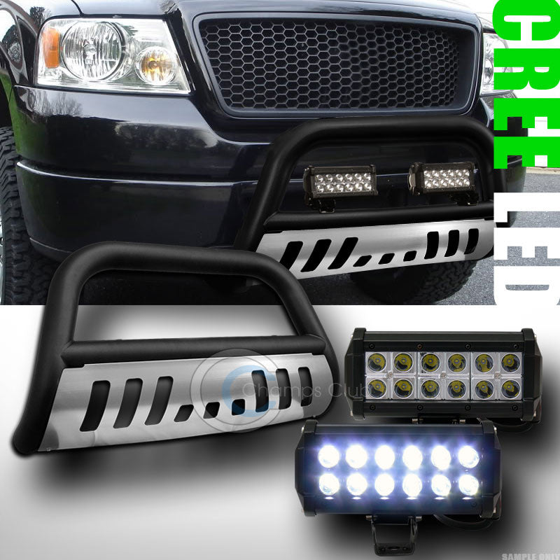MATTE BLK BULL BAR BUMPER GUARD+SKID+36W CREE LED FOG LIGHT 2004+ F150/NAVIGATOR