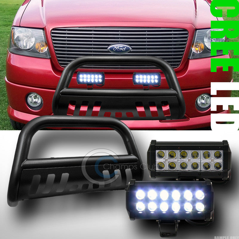HAMMERED BLK BULL BAR BUMPER GUARD+36W CREE LED FOG LIGHTS 2004+ F150/NAVIGATOR
