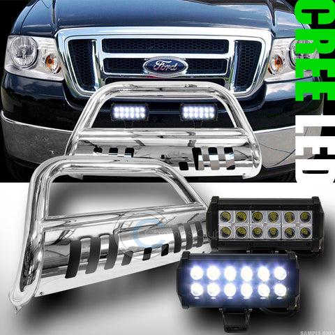 CHROME BULL BAR BUMPER GUARD+36W CREE LED FOG LIGHTS 2004+ F150/2007+ NAVIGATOR