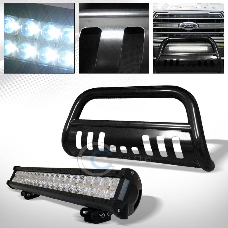 BLK BULL BAR BRUSH PUSH BUMPER GUARD+120W CREE LED FOG LIGHT 2015-2016 FORD F150