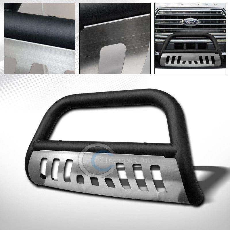 MATTE BLK BULL BAR PUSH BUMPER GRILL GRILLE GUARD+SKID PLATE 2015-2016 FORD F150