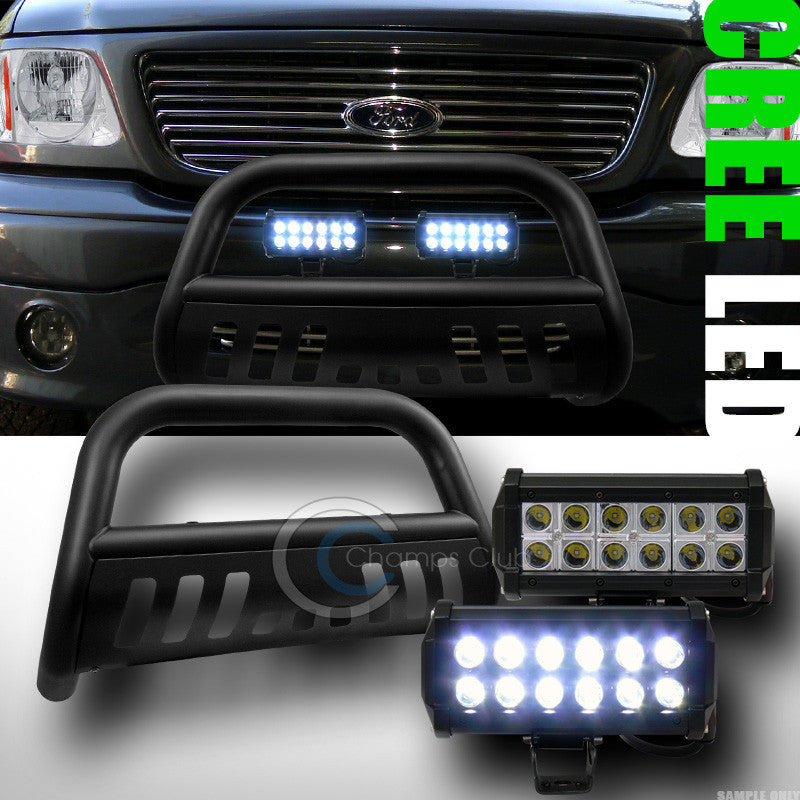 MATTE BLK BULL BAR BUMPER GUARD+36W CREE LED FOG LIGHT 1997-2003 F150/EXPEDITION