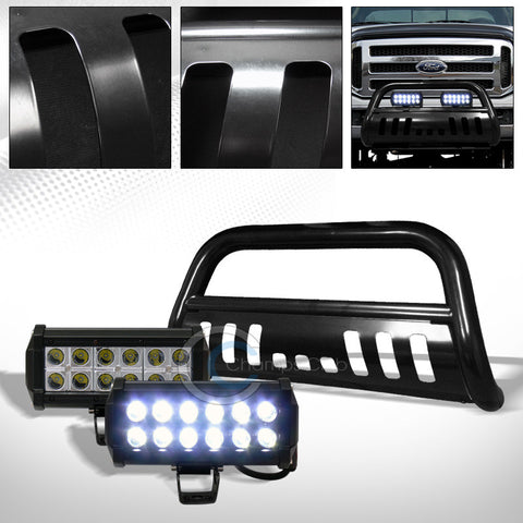 BLACK HD BULL BAR BUMPER GRILL GUARD+36W CREE LED FOG LIGHTS 2005-2007 F250/F350