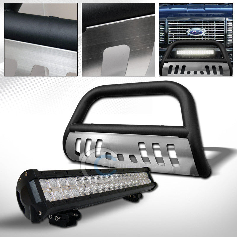 MATTE BLK BULL BAR BUMPER GUARD+SKID+120W CREE LED FOG LIGHT 2008-2010 F250/F350