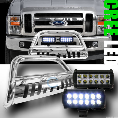 CHROME SS BULL BAR BUMPER GUARD+36W CREE LED FOG LIGHTS 2008-2010 FORD F250/F350