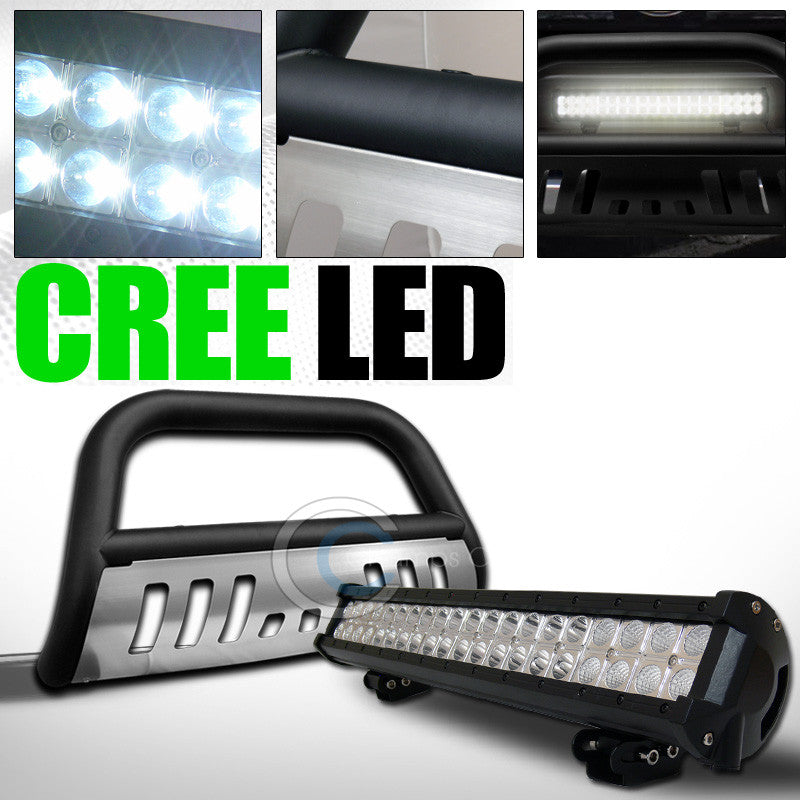 MATTE BLK BULL BAR GUARD+SS SKID+120W CREE LED FOG LIGHT 2011-2016 F250/F350 SD