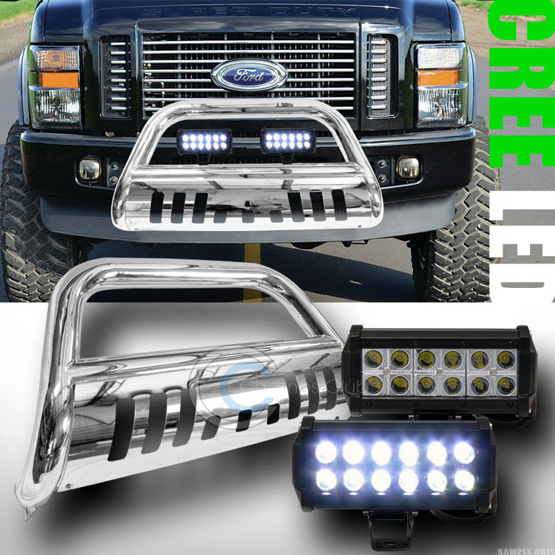 CHROME SS BULL BAR BUMPER GUARD+36W CREE LED FOG LIGHTS 2011-2016 FORD F250/F350