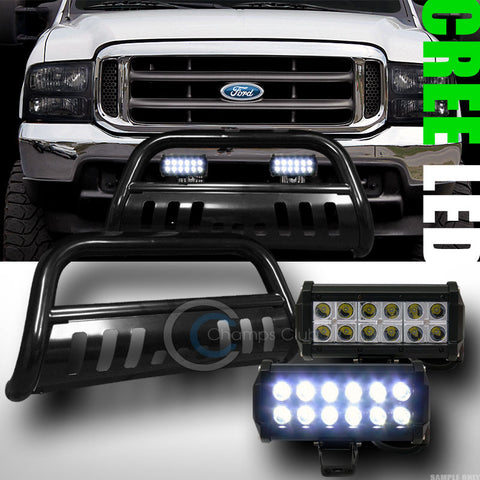 BLK BULL BAR BUMPER GUARD+36W CREE LED FOG LIGHTS 1999+ FORD F250/350/EXCURSION
