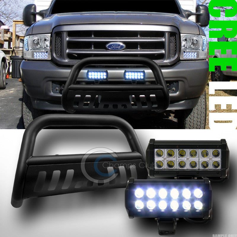 MATTE BLK BULL BAR BUMPER GUARD+36W CREE LED FOG LIGHTS 1999-2004 F250/EXCURSION