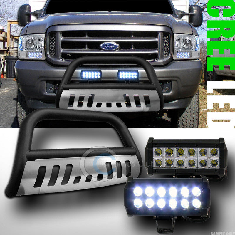 MATTE BLK BULL BAR BUMPER GUARD+SKID+36W CREE LED FOG LIGHT 1999+ F250/EXCURSION