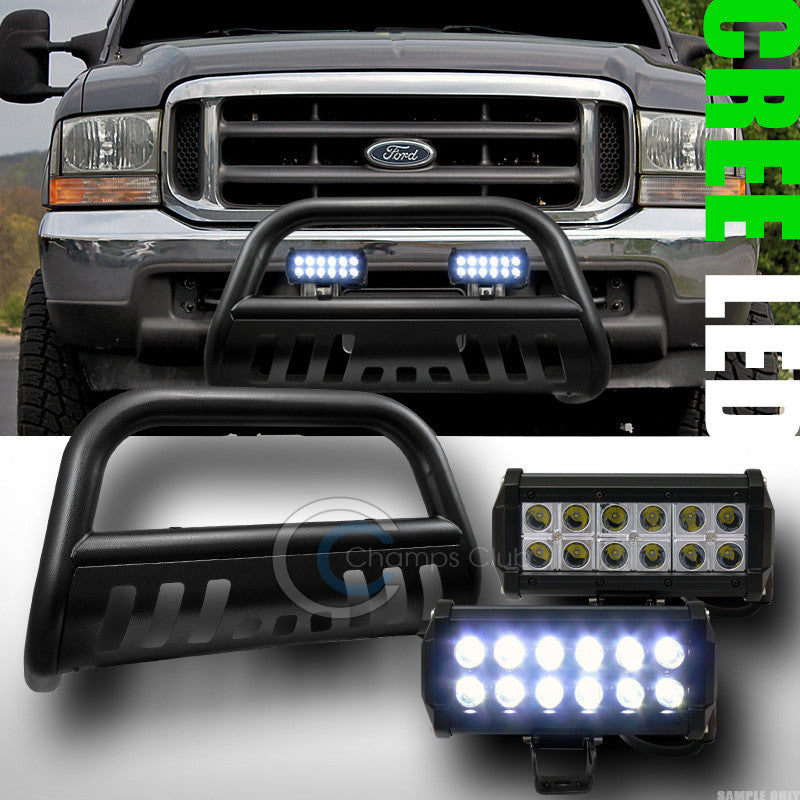 HAMMERED BLK BULL BAR BUMPER GUARD W/36W CREE LED FOG LIGHT 1999+ F250/EXCURSION