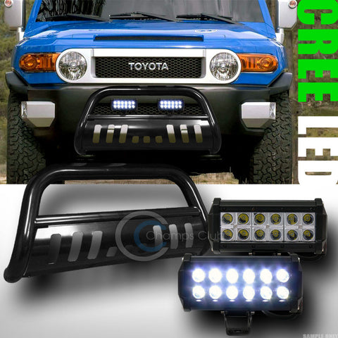 BLK BULL BAR BUMPER GRILL GUARD+36W CREE LED FOG LIGHT LAMP 2007-2014 FJ CRUISER