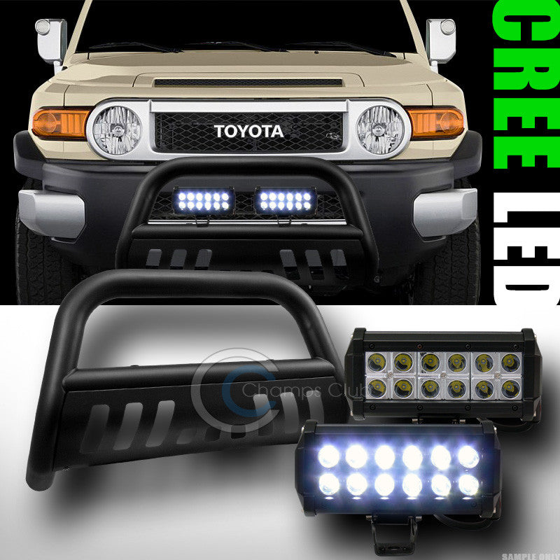 MATTE BLACK BULL BAR BUMPER GRILL GUARD+36W CREE LED FOG LIGHTS 2007+ FJ CRUISER