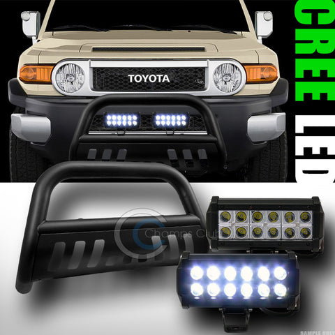 MATTE BLACK BULL BAR BUMPER GRILL GUARD+36W CREE LED FOG LIGHTS 2007+ FJ CRUISER