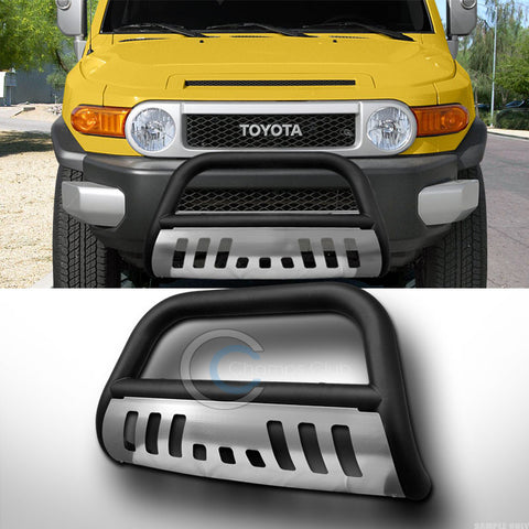 MATTE BLK BULL BAR BRUSH PUSH BUMPER GRILL GRILLE GUARD W/SS SKID 07+ FJ CRUISER