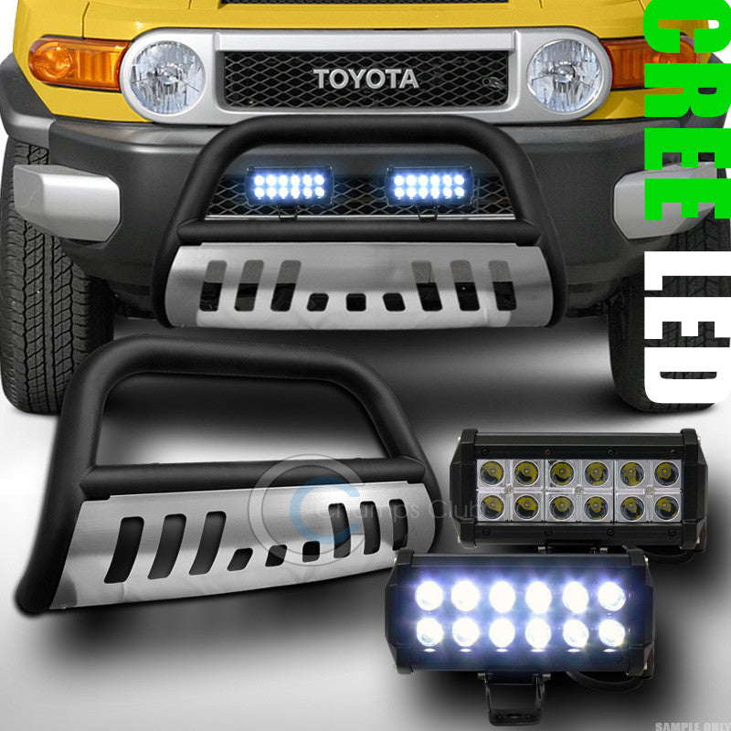 MATTE BLK HD BULL BAR BUMPER GUARD+SKID+36W CREE LED FOG LIGHTS 2007+ FJ CRUISER