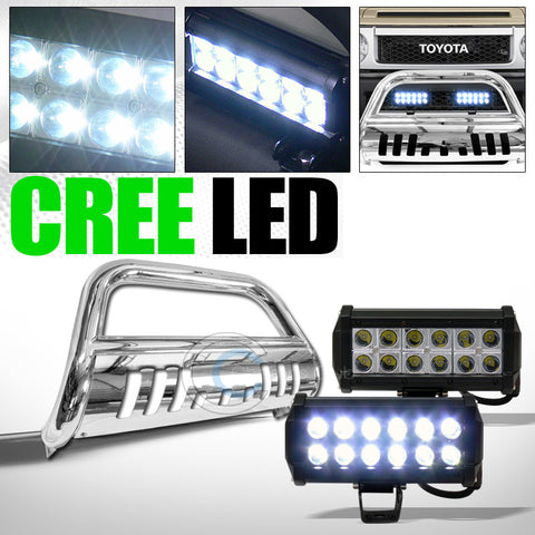 CHROME BULL BAR GRILL GRILLE GUARD+36W CREE LED FOG LIGHTS 2007-2014 FJ CRUISER
